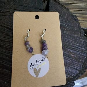 Handmade various shades of purple Multi-Stone Dangle Earrings